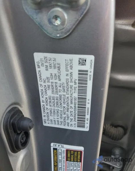 2021 Honda Cr-V Ex из США, поврежденный, VIN 2HKRW2H55MH651957